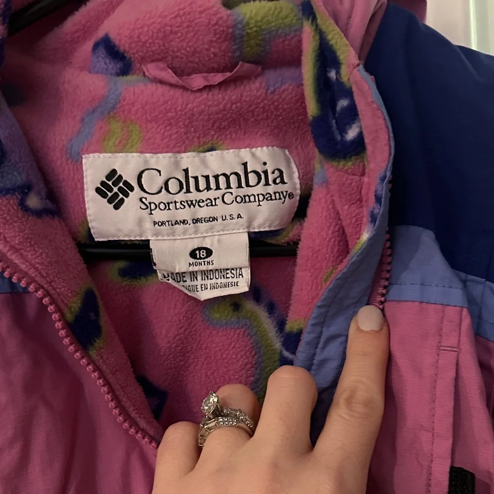 Kids Columbia Pink and Blue Snowsuit - Picture 2 of 4
